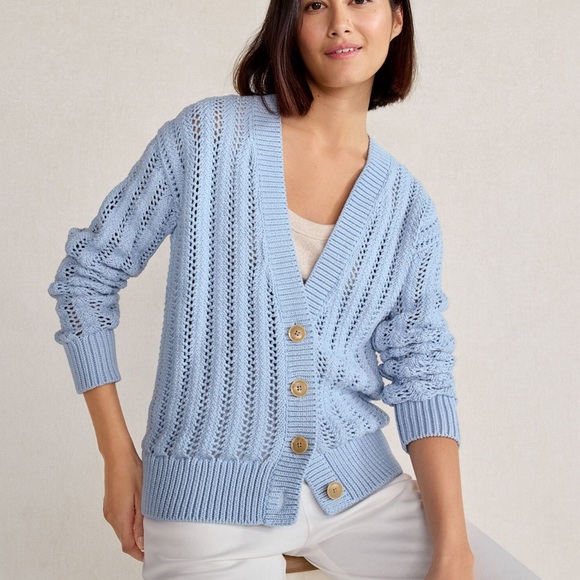 Light Blue Women's Knit Cardigan Sweater - Picture 1 of 12